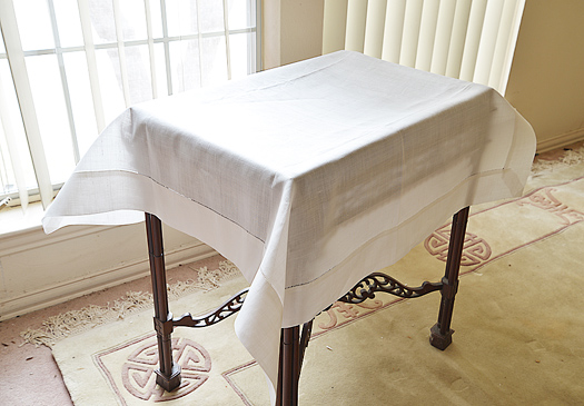 Linen Winter White Square Tablecloth. 36" Square